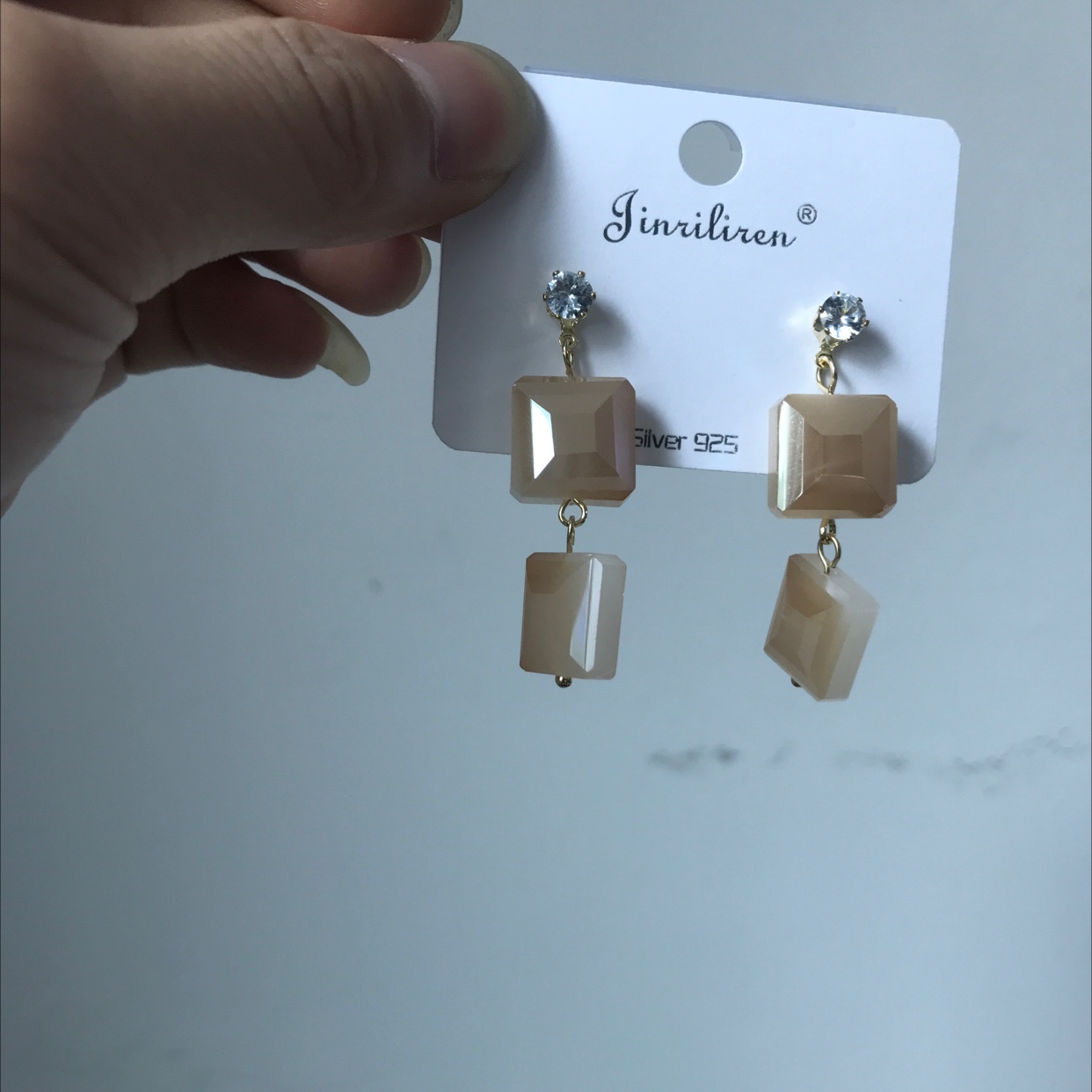 Today beauty Korean version of fashion earrings natural stone handmade products recommended