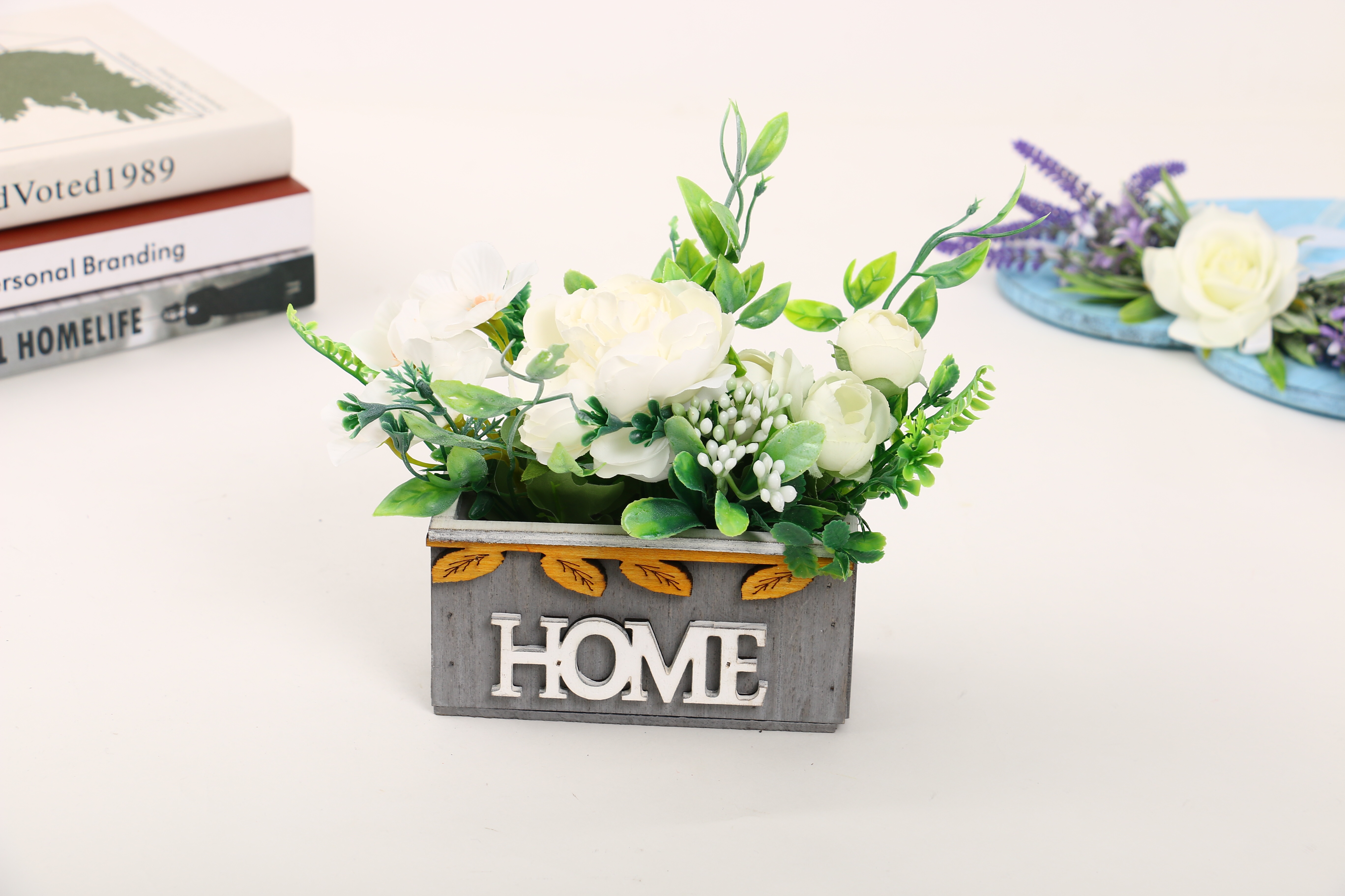Venta directa de fábrica nuevo estilo de madera cuenca simulación juego de flores decoración sala de estar dormitorio Specification image