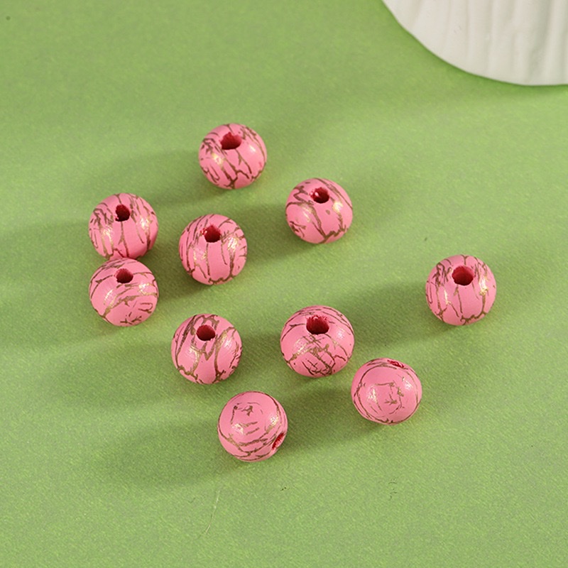 Lotus wood printed cracked beads 16mm detail image 15