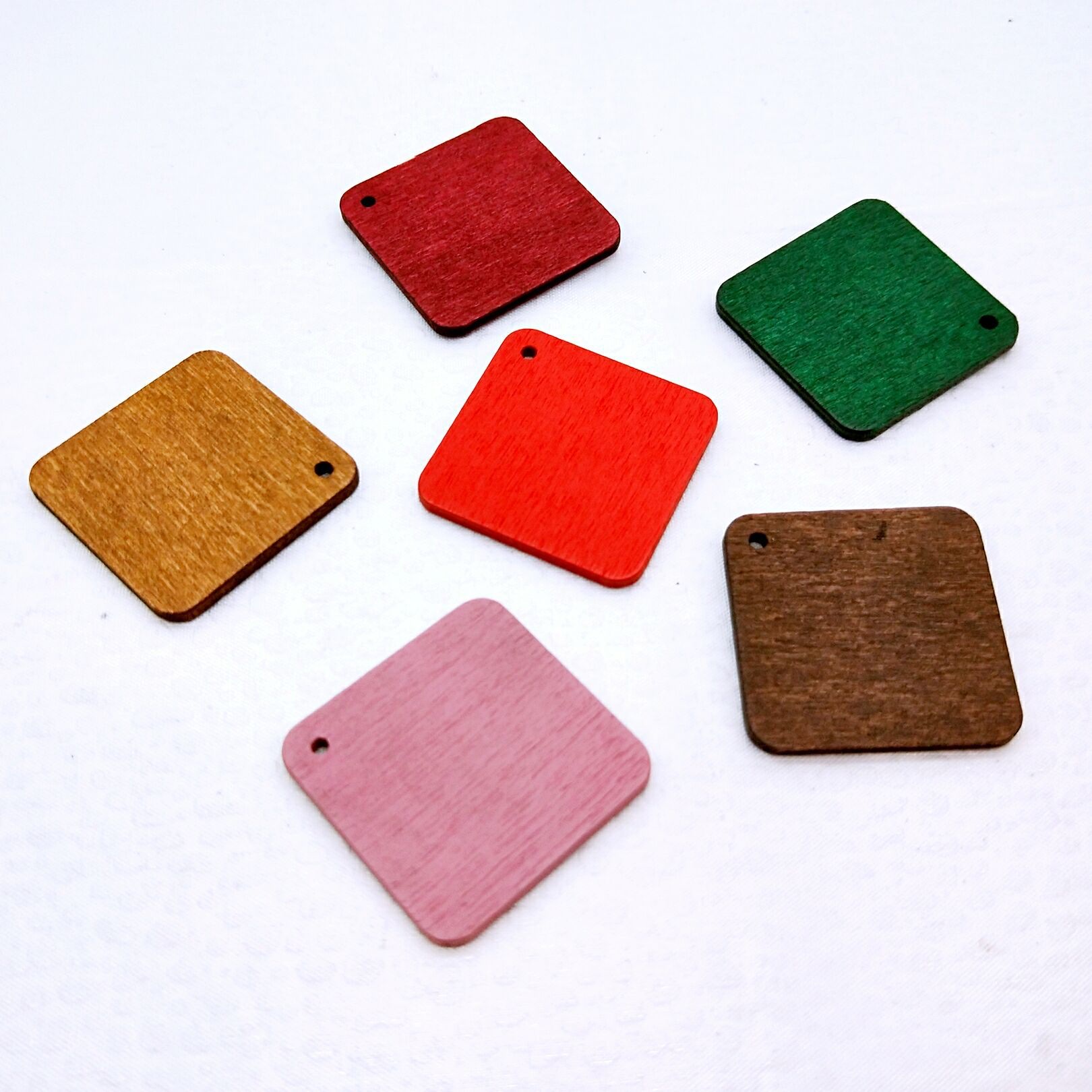 21-30mm square edge hole wood chips diy jewelry beading accessories, wooden necklace beading earrings materials Specification image