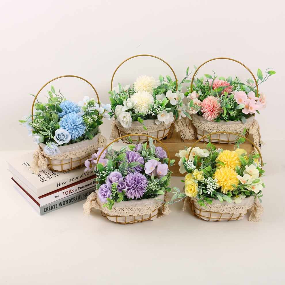 Nuevo estilo de hierro forjado simulación juego de flores casa sala de estar dormitorio decoración