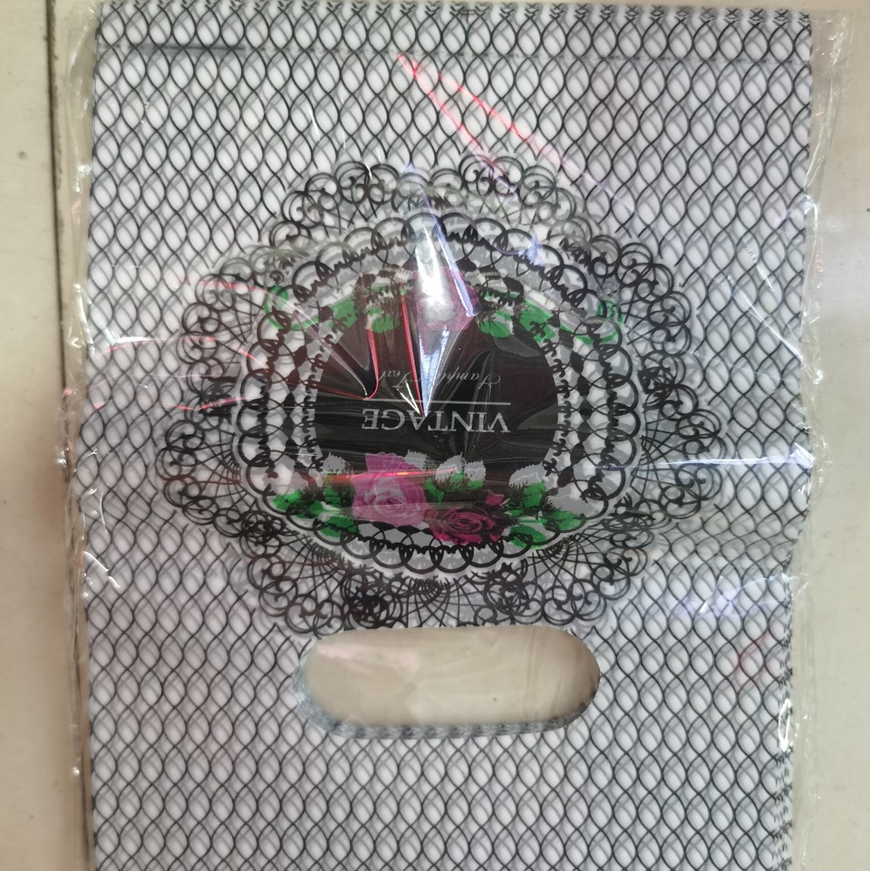 15*20黑圆圈花塑料礼品包装袋男女儿童服装衣服店手提袋子定制 100个装
