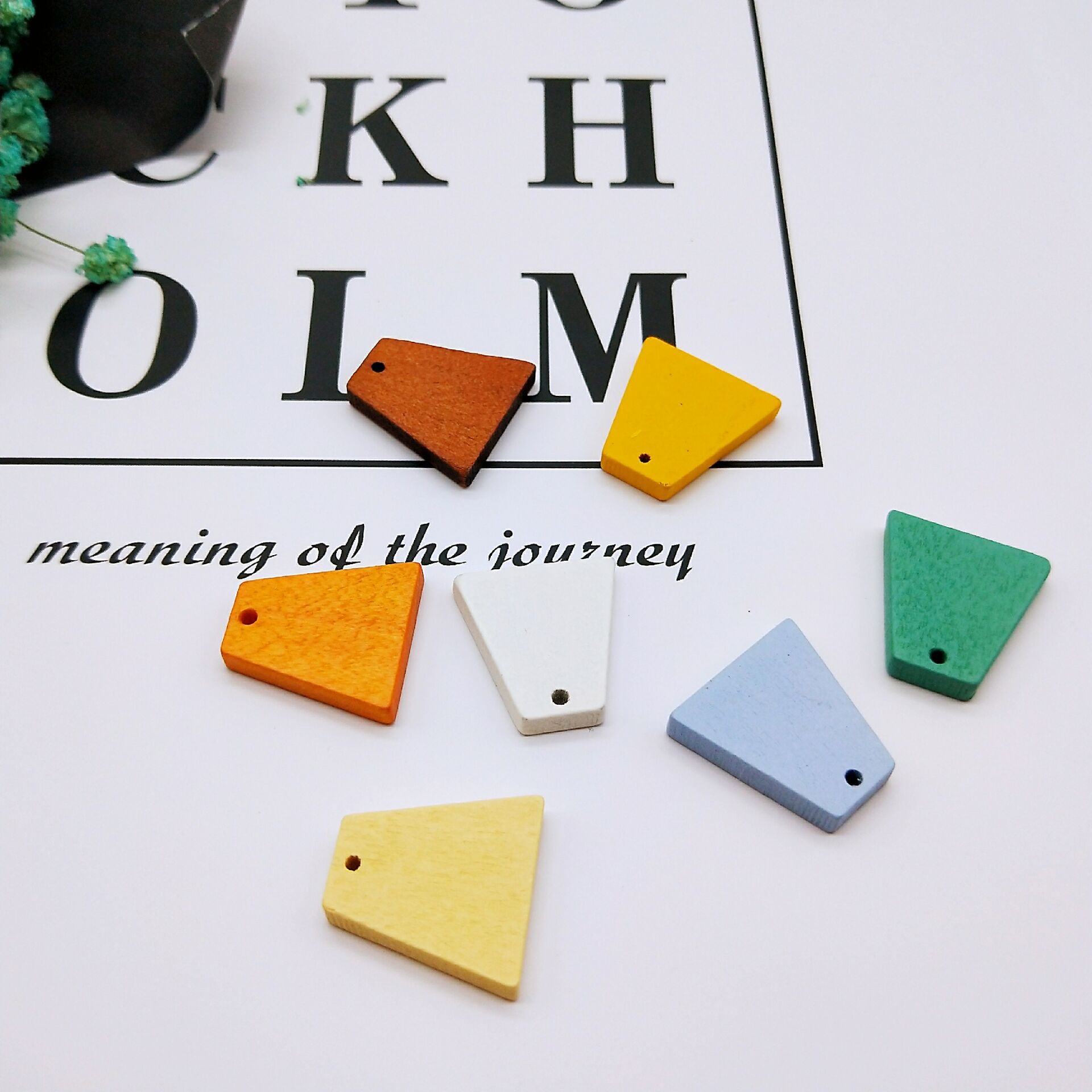 2cm multi-color trapezoidal wood chip diy jewelry, beaded accessories, wooden necklaces, beaded earrings, and earrings material wholesale detail image 1