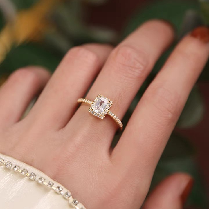 Chenglong Jewelry's dazzling diamond, luxurious Korean style, internet-famous adjustable ring, fashionable and simple index finger ring CL01270-32.5