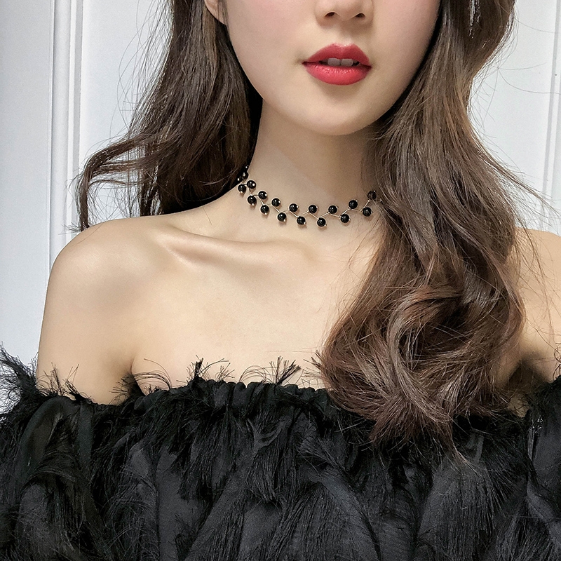 ins网红项链女夏季小众锁骨链珍珠简约项圈短款颈带脖链choker潮