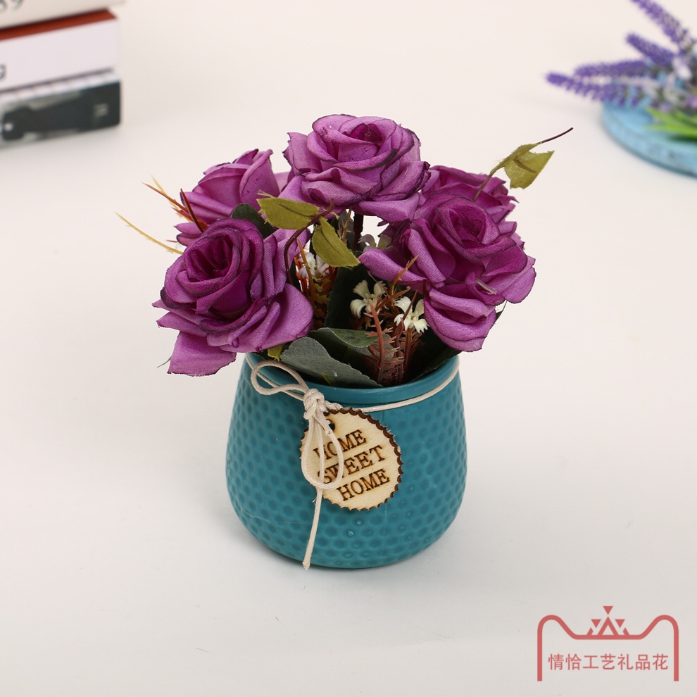 Ceramic basin artificial rose flower decoration details Picture
