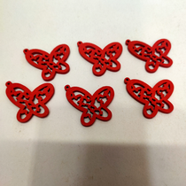 Wooden accessories hollow butterfly bright red