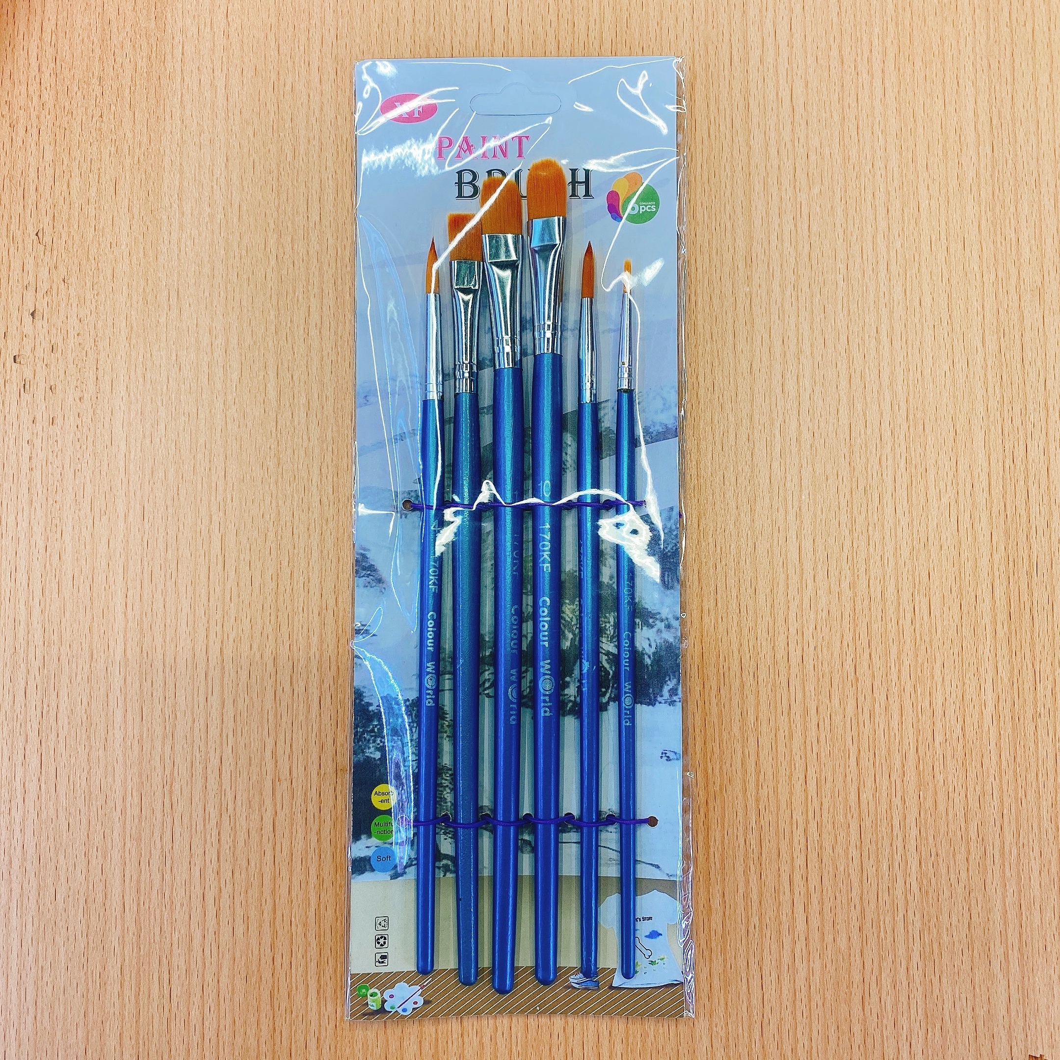 6支木杆画笔塑料画材颜料水彩水粉美术画画brush 尼龙毛画笔圆头尖头平头批发 价格 库存 义乌小商品城