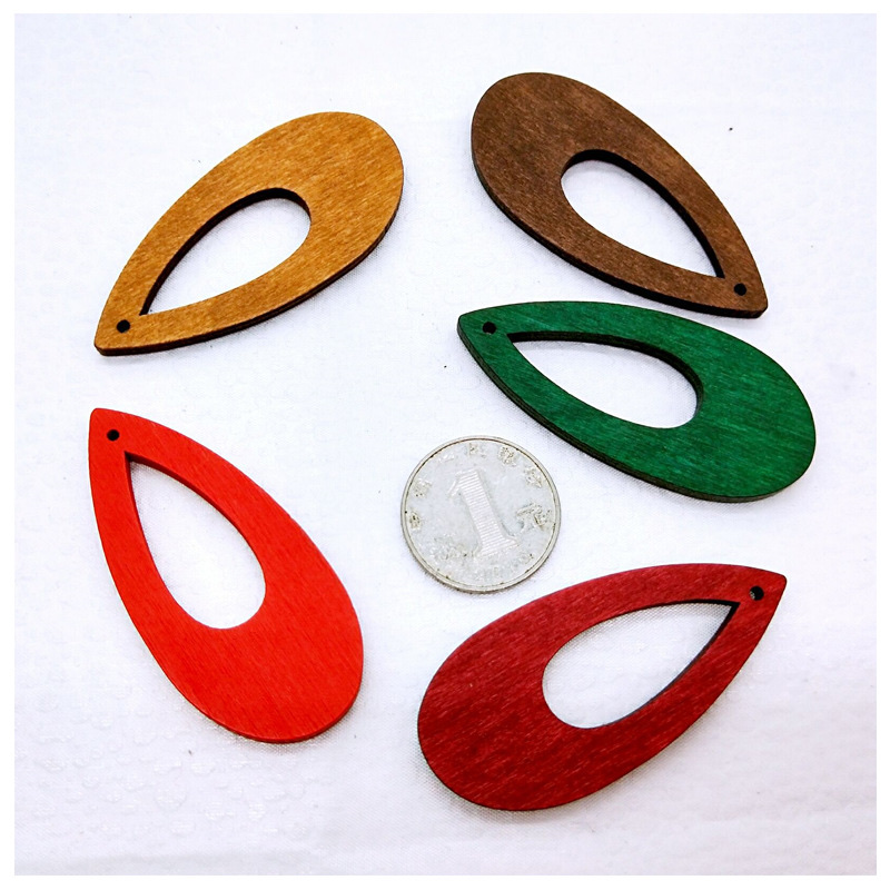 DIY jewelry beading accessories, simple teardrop-shaped wooden pendants, necklaces, hanging ropes, multi-color material bags wholesale detail image 5