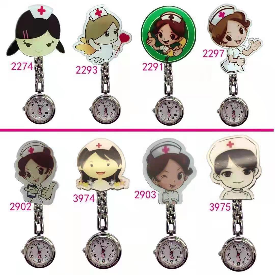 厂家直销女款创意时尚可爱桃心爱心笑脸护士挂表可印LOGO石英胸表 .款式齐全图