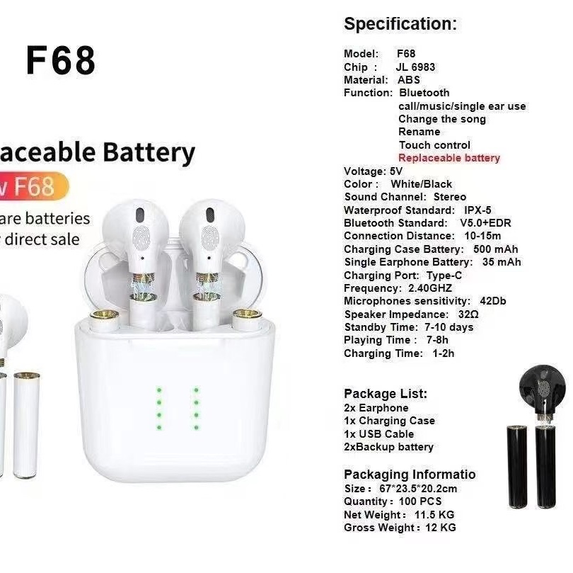 F68 English version parameters, advantage receipt