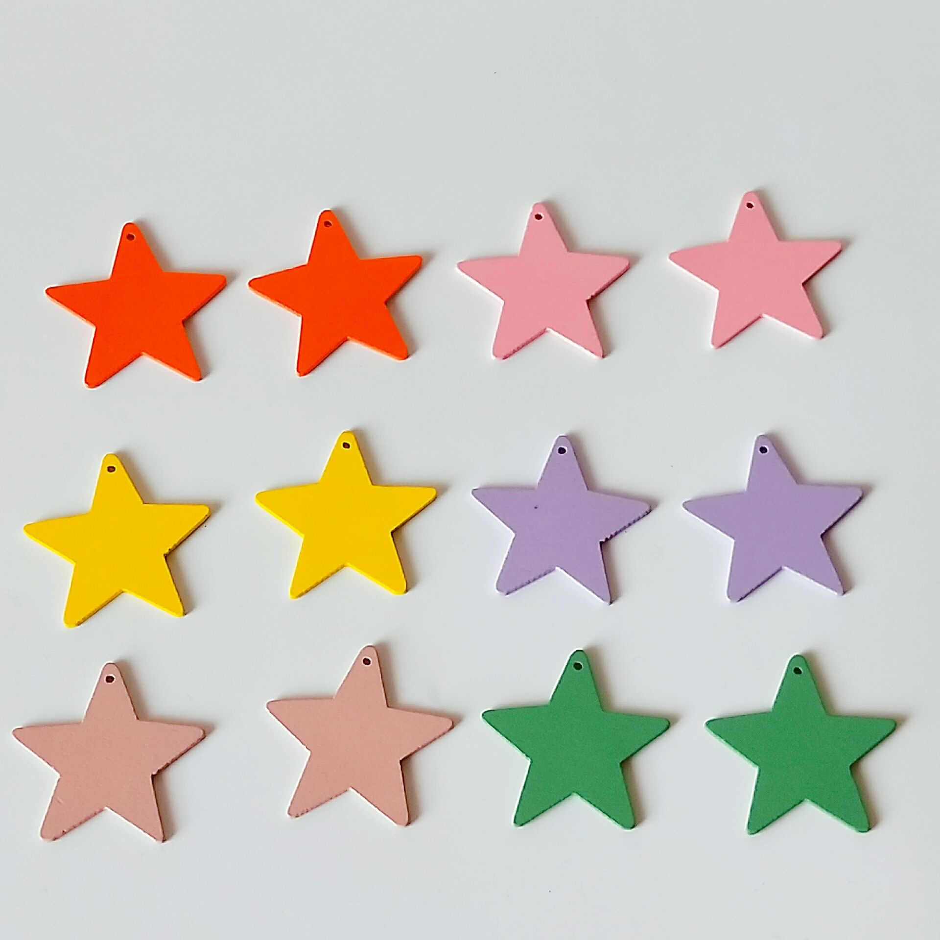 Wholesale of wooden DIY jewelry materials and accessories, including colorful earring pieces, multi-petal flower five-star hollowed-out geometric wood chips details Picture