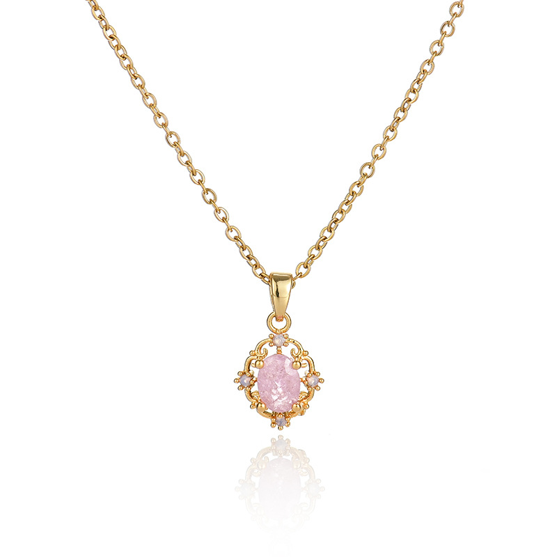 A popular zircon necklace for women from Dongdaemun, South Korea, gold-plated and non-fading, simple and versatile collarbone chain jade pendant, 20 detail image 8