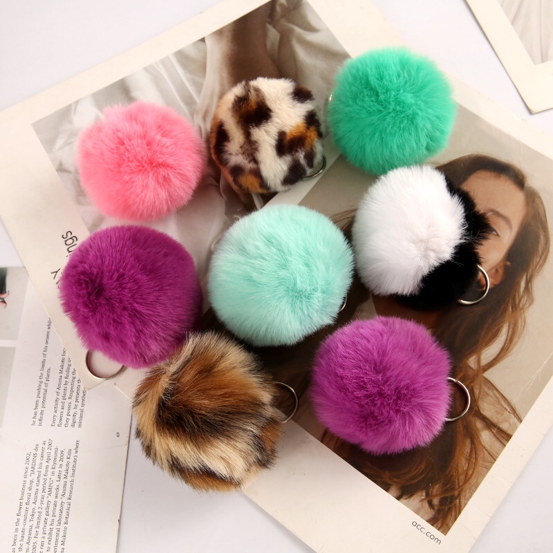 8CM imitation Rex Rabbit fur ball keychain artificial fur bag small pendant women's bag can be processed to private order