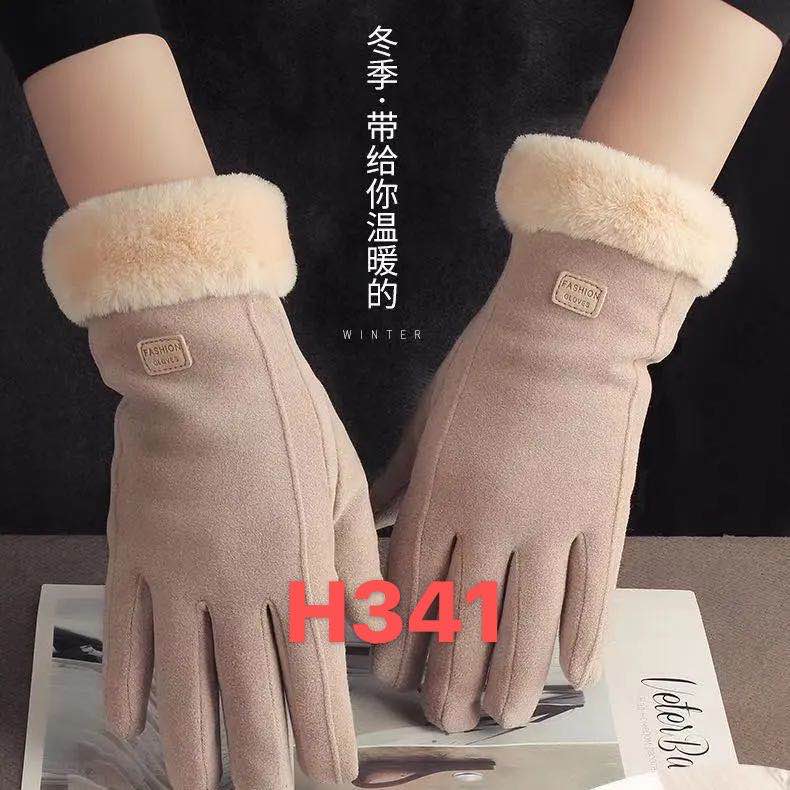 Gloves Female autumn and winter touch screen plus velvet warm cute Korean version of the Japanese outdoor driving and cycling all refers to cotton gloves H341 thumbnail