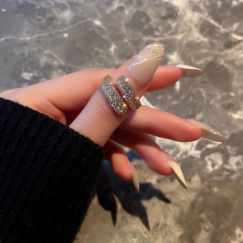Real gold plated diamond ring open European and American atmosphere art style jewelry fashion personality design sense open ring female thumbnail