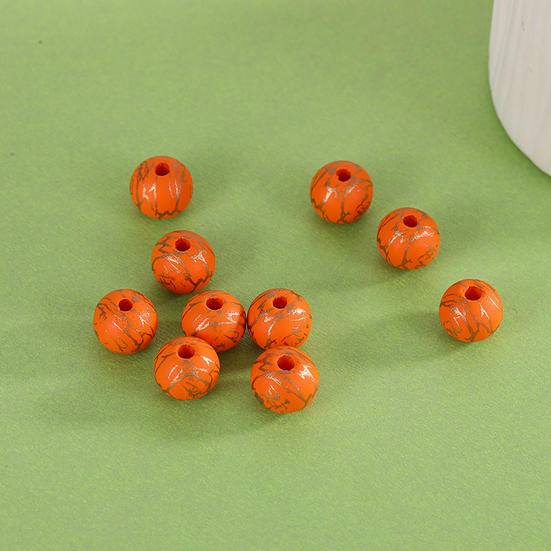 Lotus wood printed cracked beads 16mm detail image 5