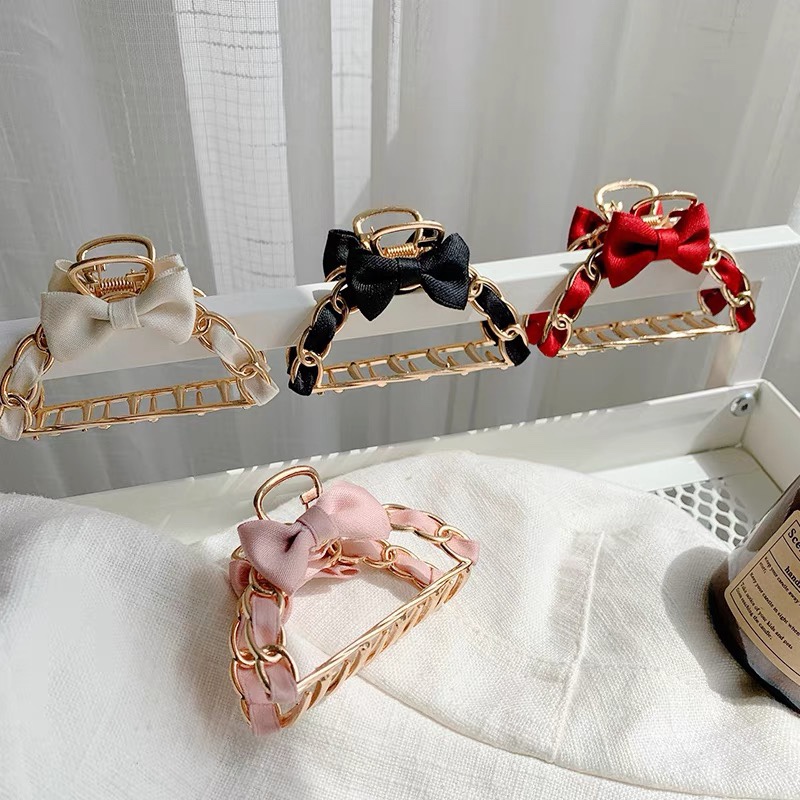 网红爆款夏季珍珠合金带钻一字夹优雅合金金属发夹 鱼尾款合金后脑勺盘发女头顶夹发夹饰品亿贝儿034