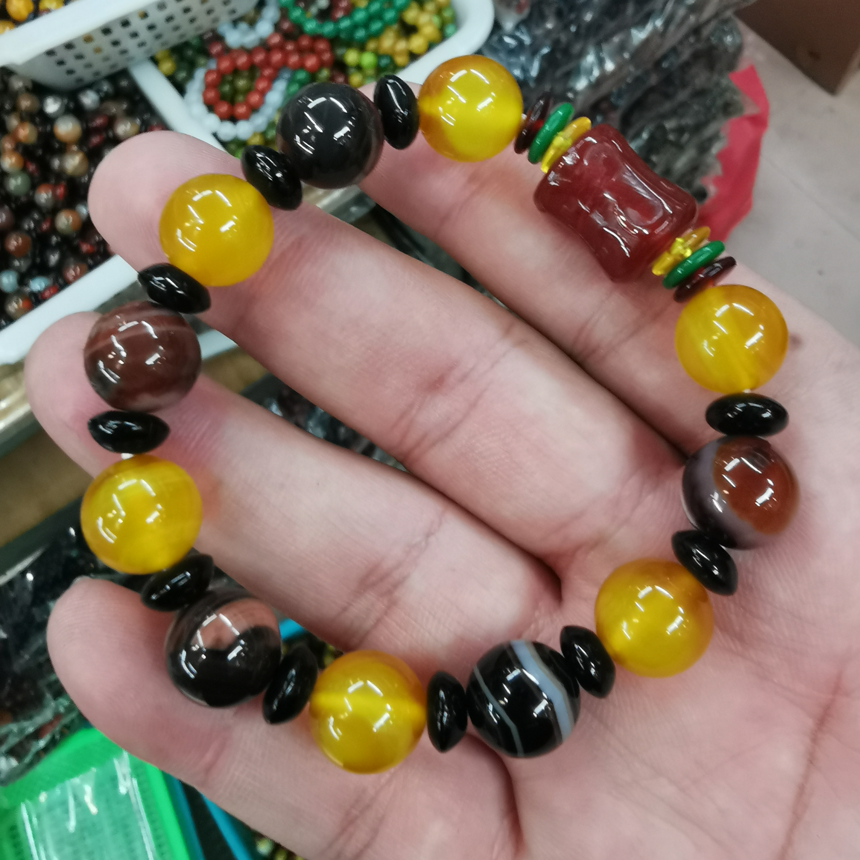 创意手饰天然纹玛瑙珠手链 DIY串珠天然石手串热卖 3条起包邮玛瑙手链 00215