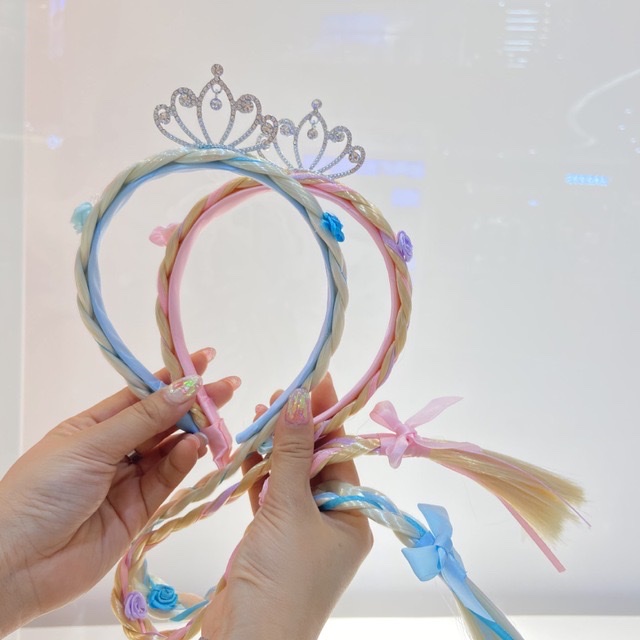 2021 Children's wig and hair clip New Cartoon children's hair clip set, cute little girl bangs clip, bow headpiece, side clip princess hair accessory Item Picture
