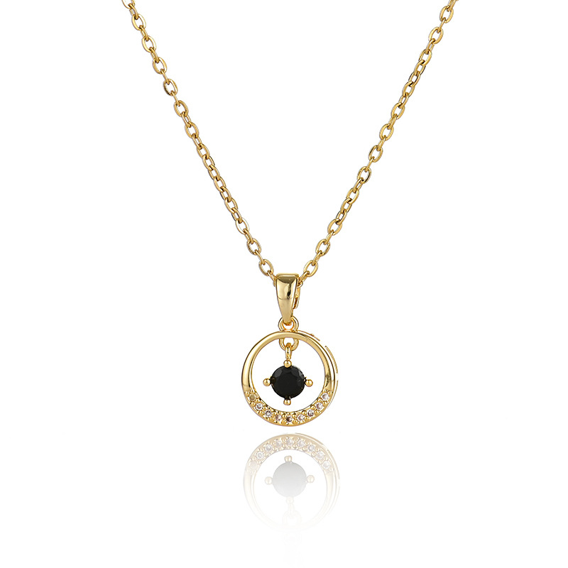 A popular zircon necklace for women from Dongdaemun, South Korea, gold-plated and non-fading, simple and versatile collarbone chain jade pendant 9 detail image 9