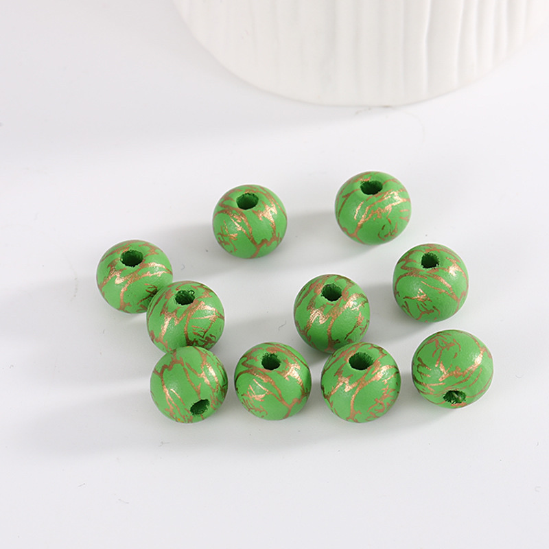 Lotus wood printed cracked beads 16mm Item Picture