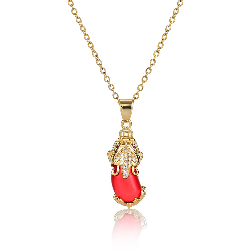 A popular zircon necklace for women from Dongdaemun, South Korea, gold-plated and non-fading, simple and versatile collarbone chain jade pendant 0 detail image 4