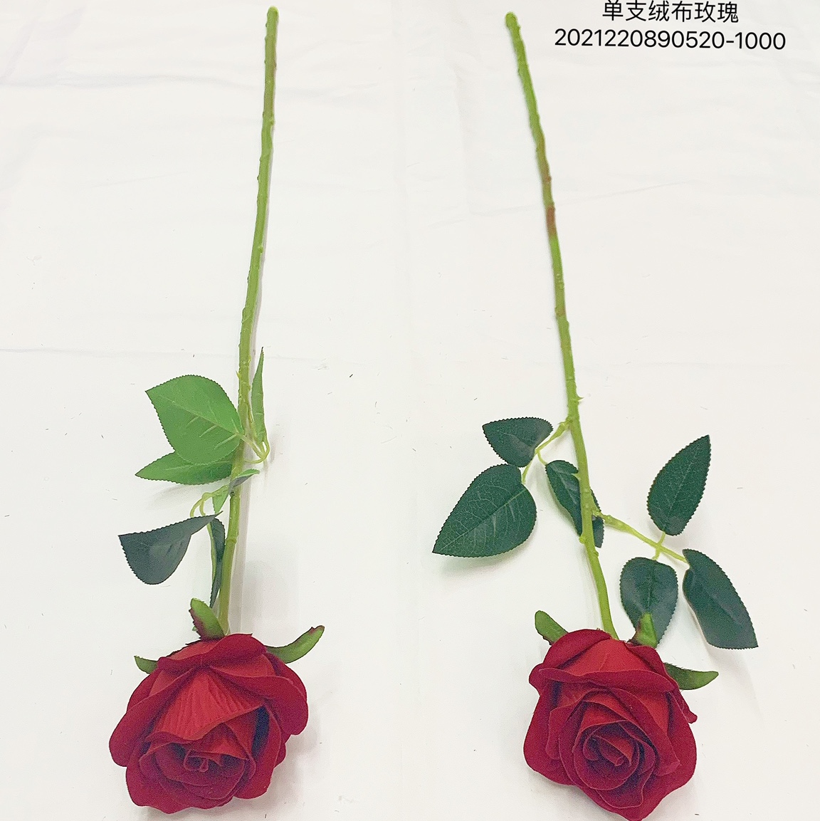厂家直销仿真花室内装饰摆设桌面单支假花干花花束摆件(单支绒玫瑰）