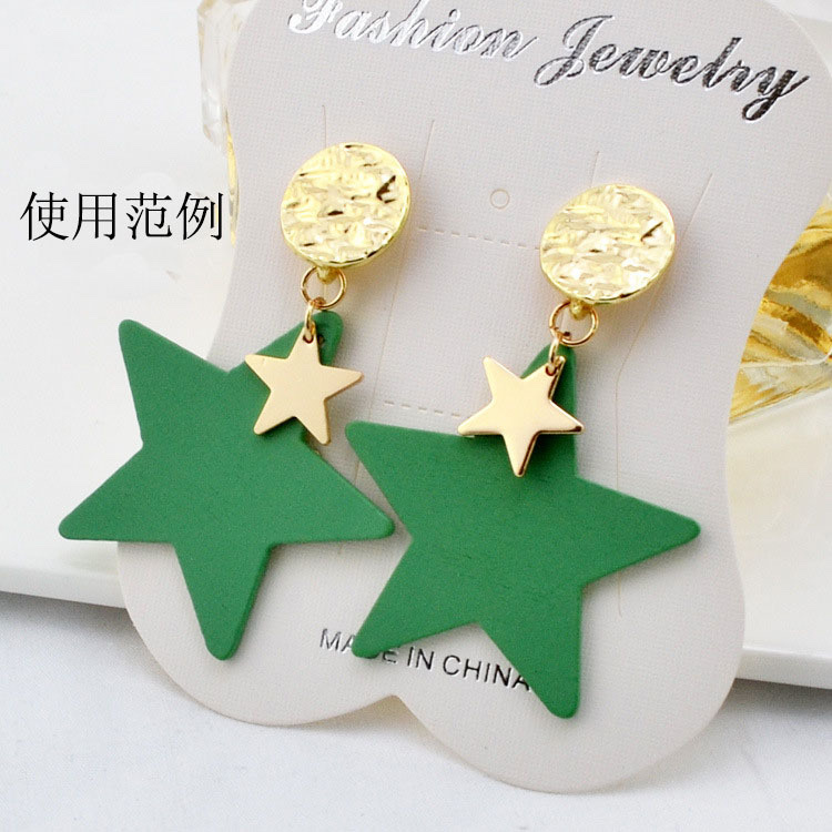Five-pointed stars with wooden chips as earring accessories detail image 4