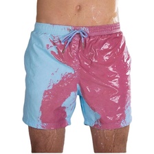 新款遇水变色沙滩裤男款爆款温感变色泳裤速干游泳沙滩裤
