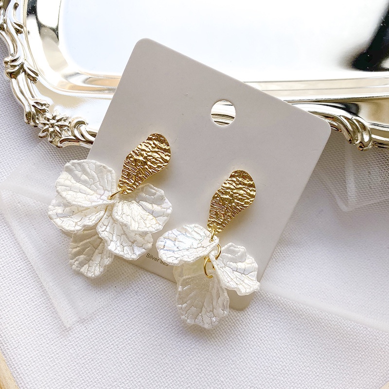 White leaves ethereal fluttering earrings thumbnail