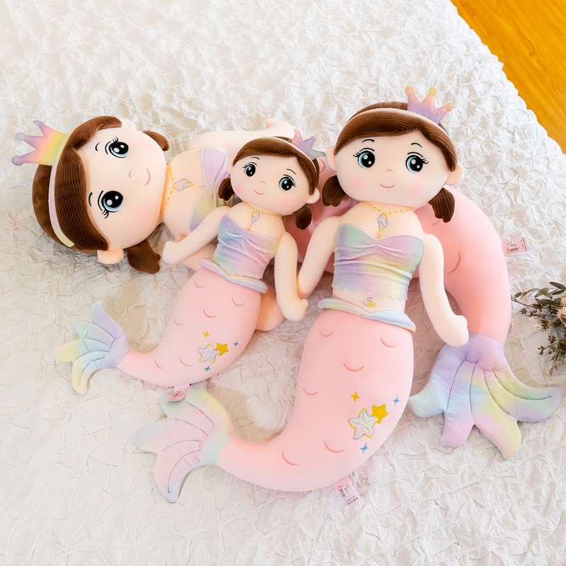 Cute mermaid plush toy crown mermaid pillow doll Application Scenario