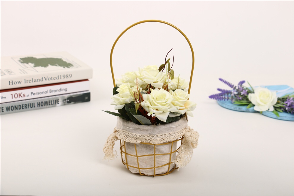 Venta directa de fábrica nueva simulación de hierro de arte rosa set de flores piezas de montaje mesa de centro de sala de estar accesorios de montaje de decoración Specification image