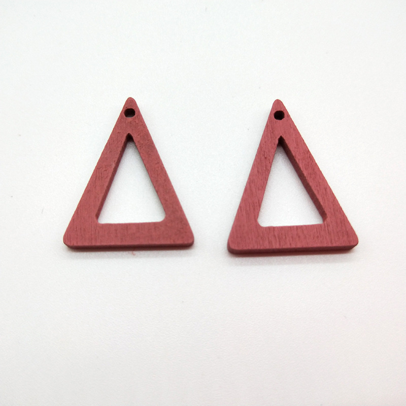 diy homemade earrings, stud earrings, ear clips, creative wooden, colorful edge holes, triangular material jewelry accessories detail image 4