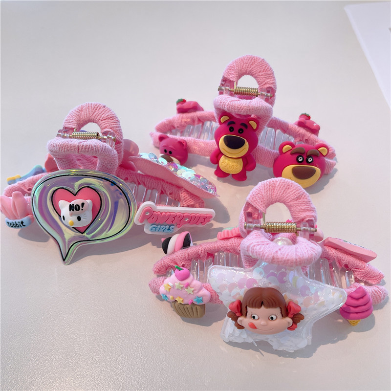 2021新款卡通儿童发夹套装可爱小女孩刘海夹蝴蝶结头饰边夹公主发饰抓夹可爱头饰细节图