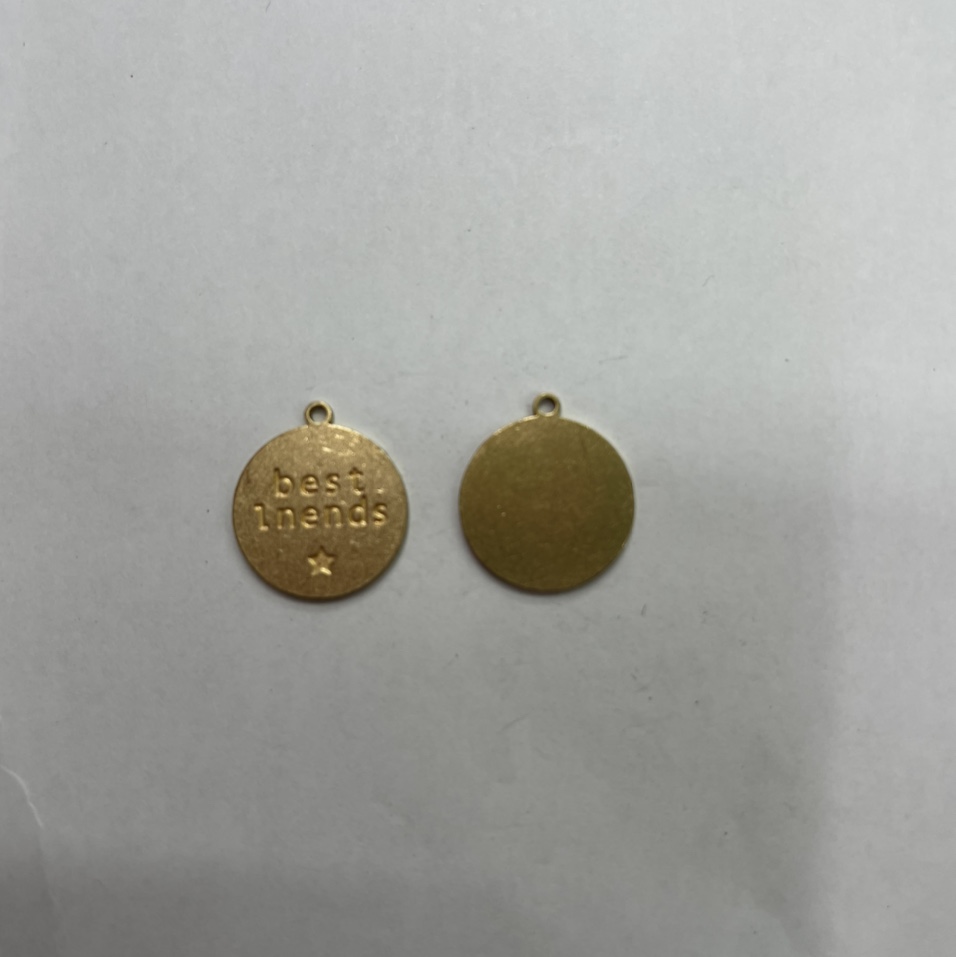 Aotong jewelry accessories XJ14510 round piece with hanging lettering necklace bracelet copper accessories