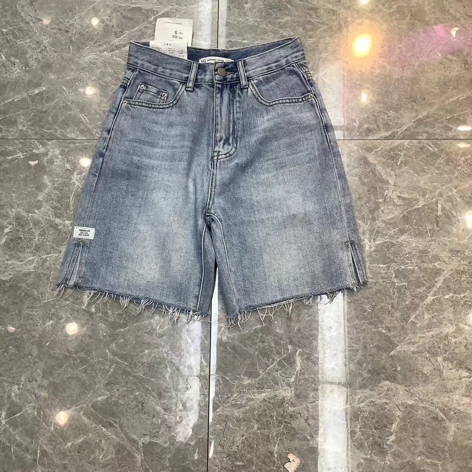 Denim mid-length trousers