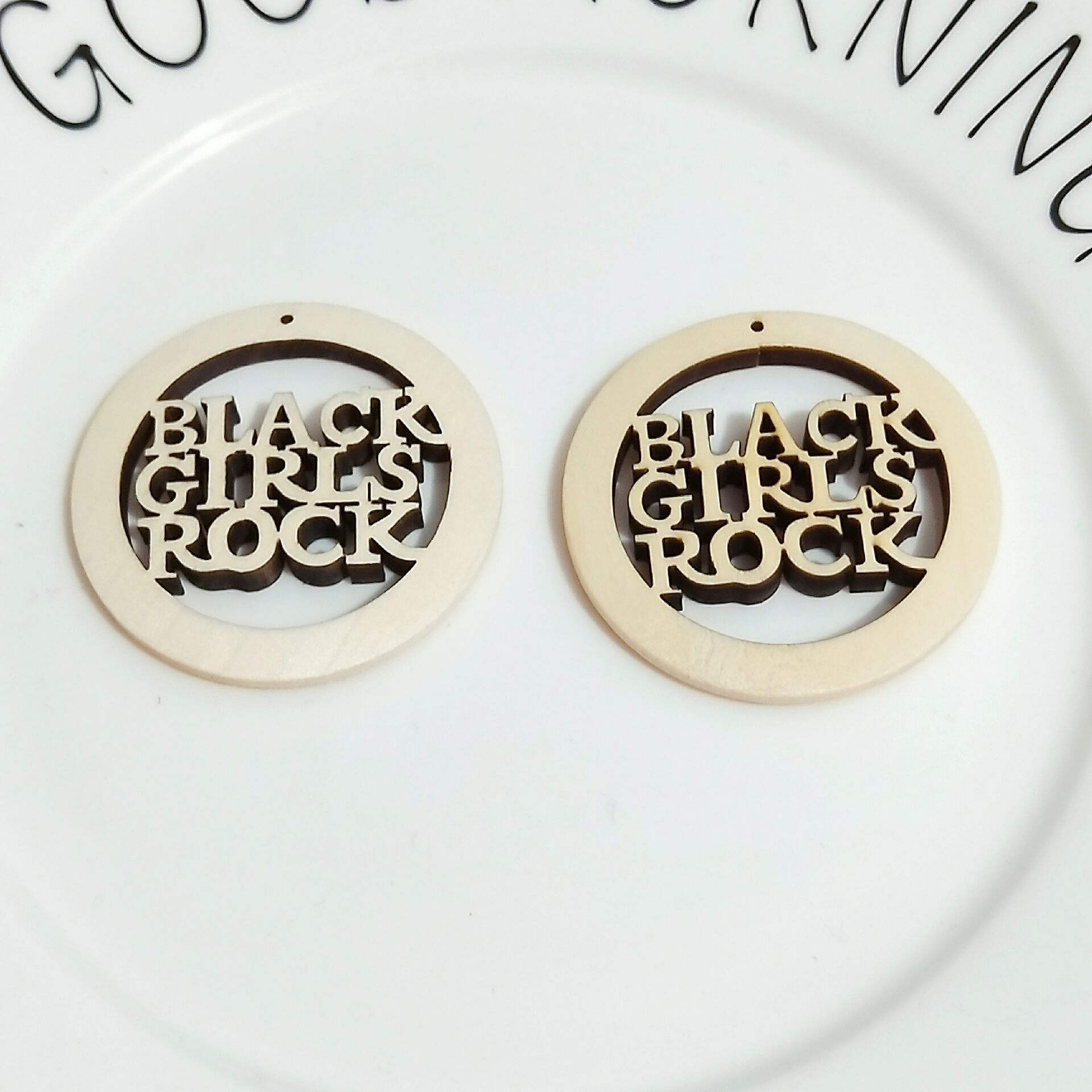 diy homemade earrings, stud earrings, ear clips, jewelry accessories, creative wooden, colorful edge holes, triangular materials wholesale detail image 3