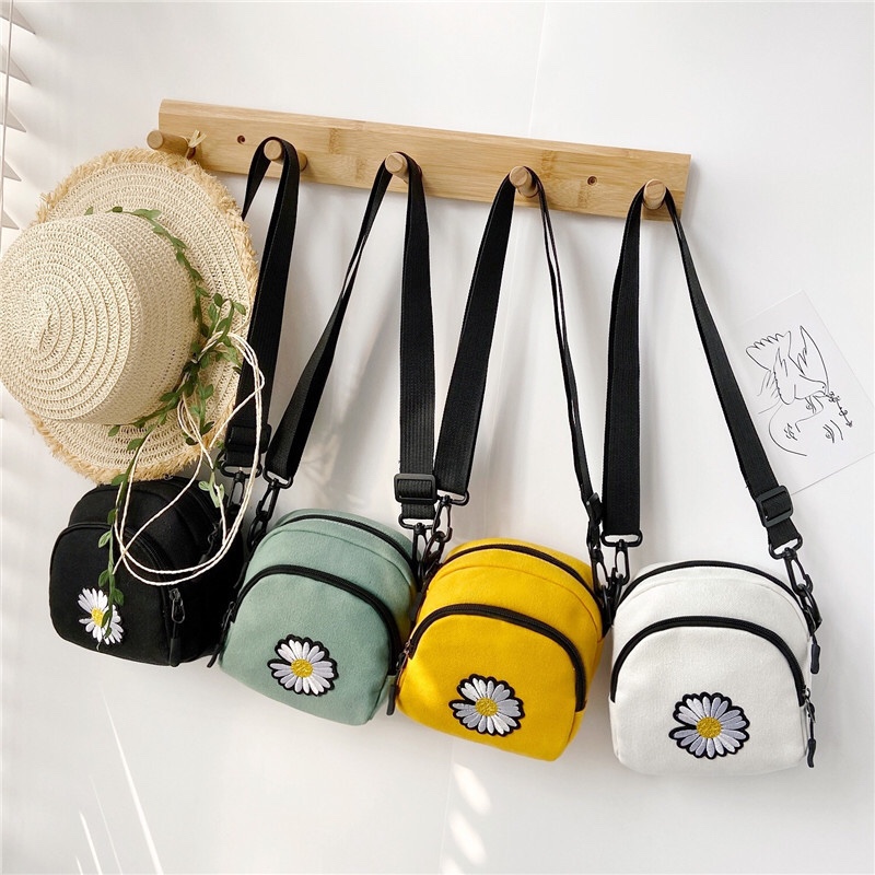 Summer new small daisies thickened canvas bag mobile phone bag female mini creative single shoulder crossbody female bag fashion female bag