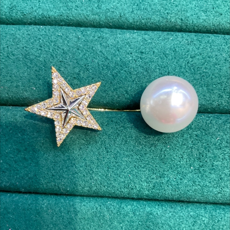 Japanese and Korean crystal collar pin blouse Pearl five star pin anti-slip brooch