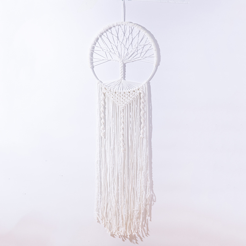 White new dreamcatcher net, wind chime, cotton thread woven aerial hanging decoration, creative life tree wall hanging decoration, factory direct sales Specification image