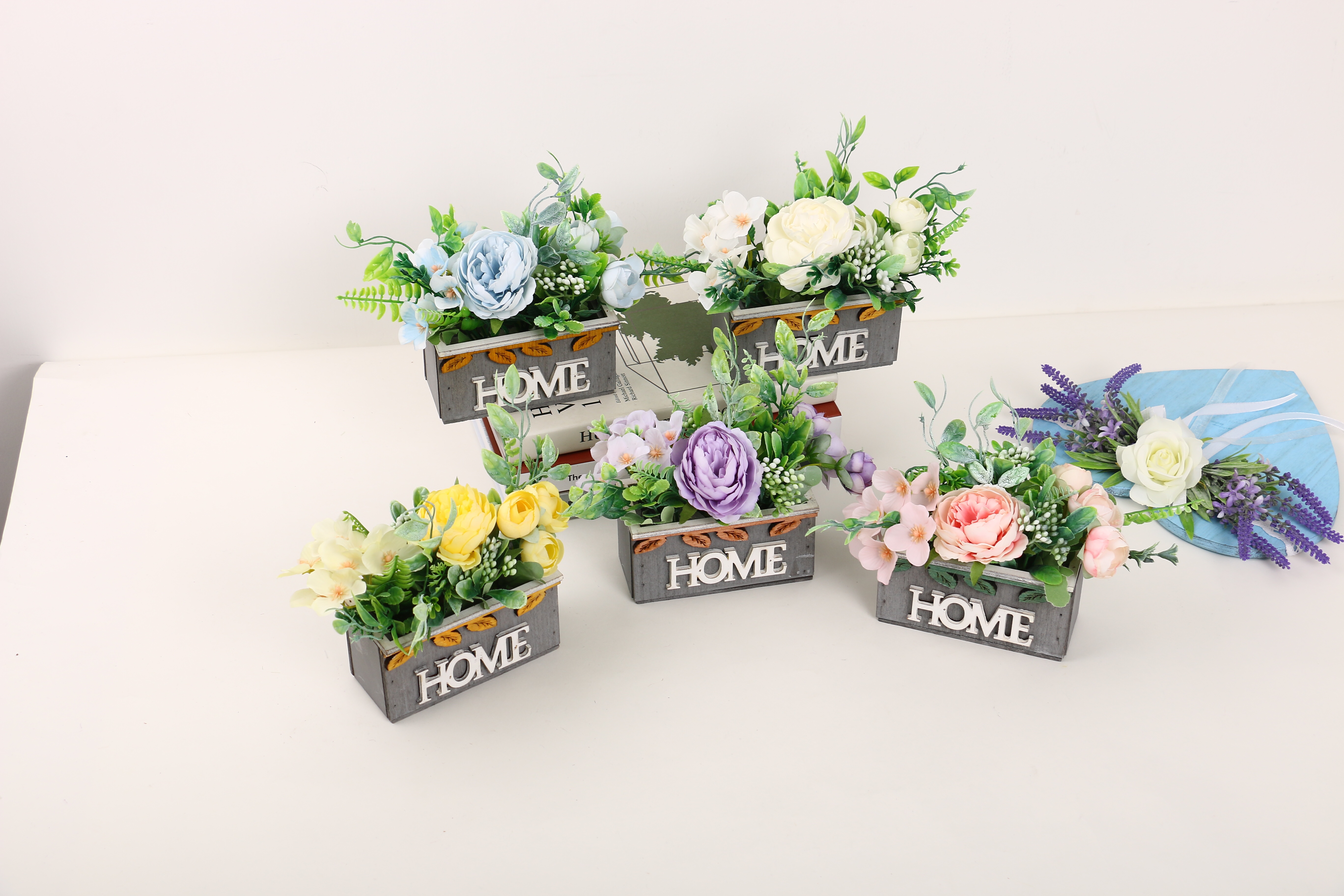 Venta directa de fábrica nuevo estilo de madera cuenca simulación juego de flores decoración sala de estar dormitorio details Picture