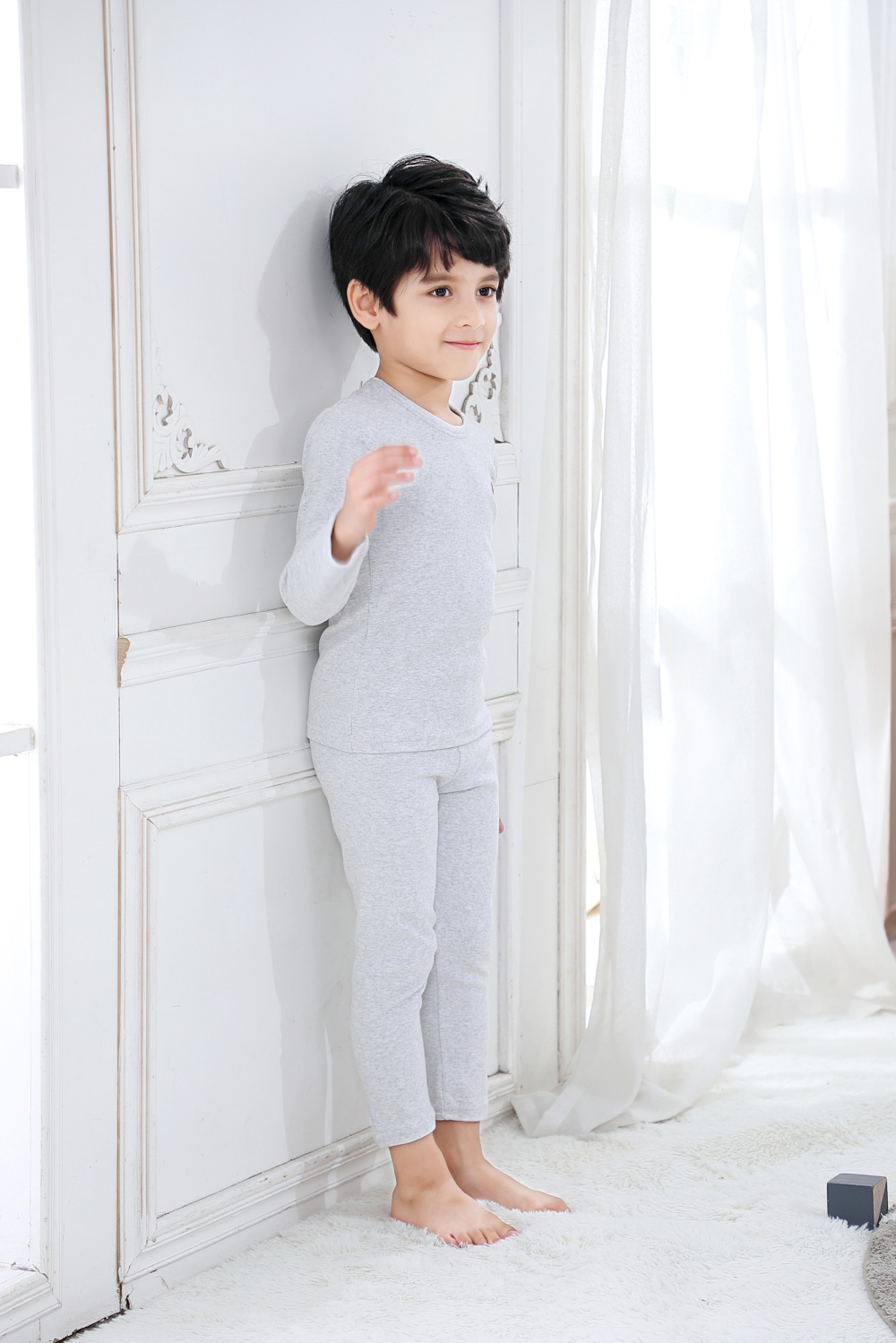 舒绒彩棉儿童保暖内衣套装 8001 男童宝宝圆领秋衣秋裤 棉毛衫详情图9