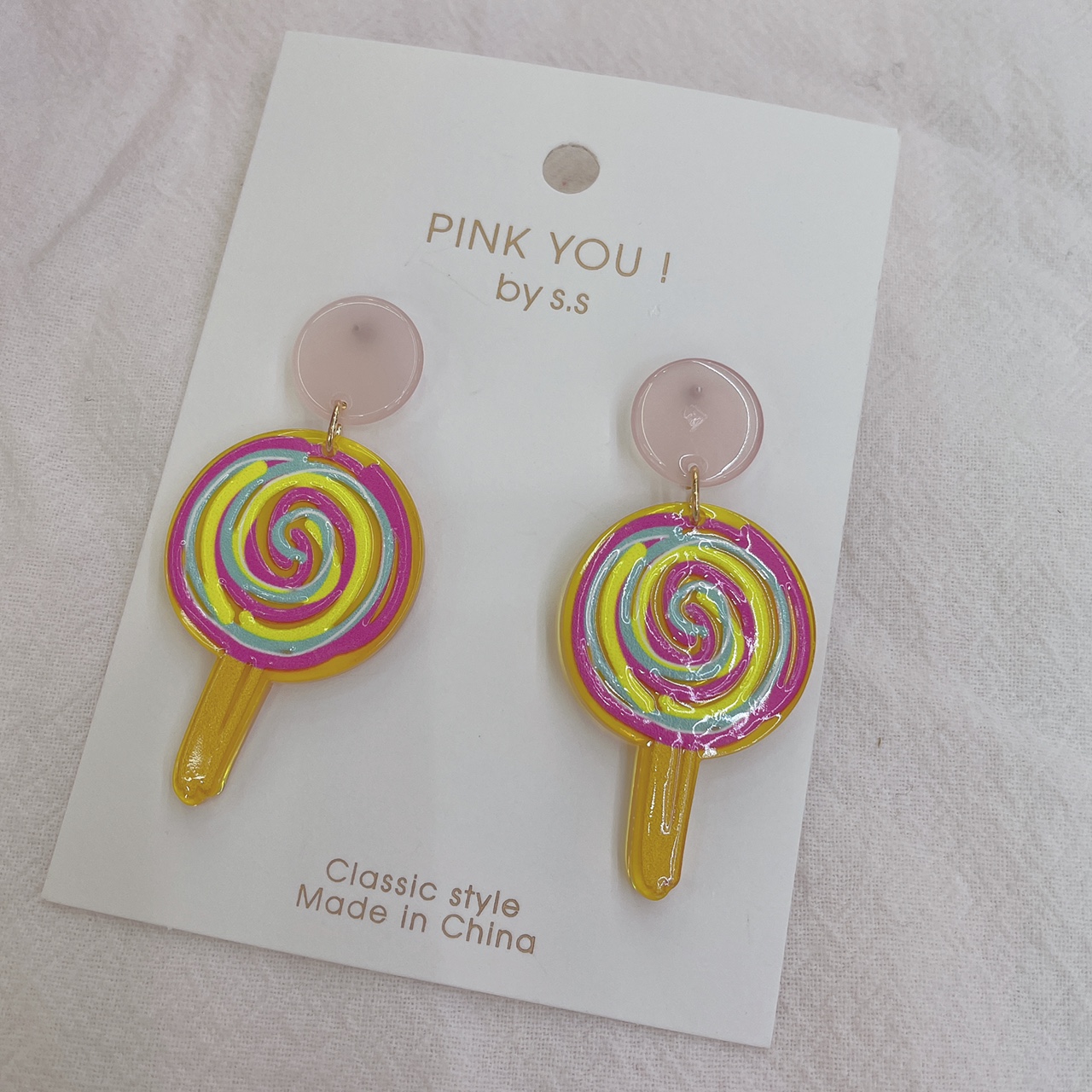 Girls lollipop earrings Summer 2021 new fashion simple sweet cool earrings temperament magazine earrings