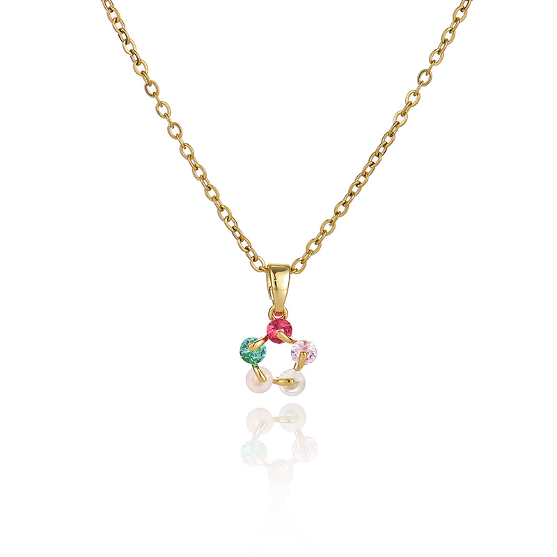 A popular zircon necklace for women from Dongdaemun, South Korea, gold-plated and non-fading, simple and versatile collarbone chain jade pendant 9 detail image 2