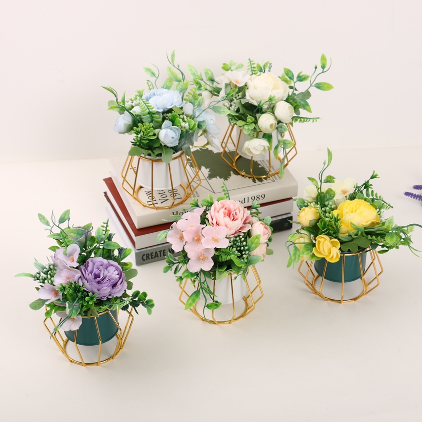 Nuevo estilo rombo rack de hierro simulación flower pants boda fotografía decoración pants props