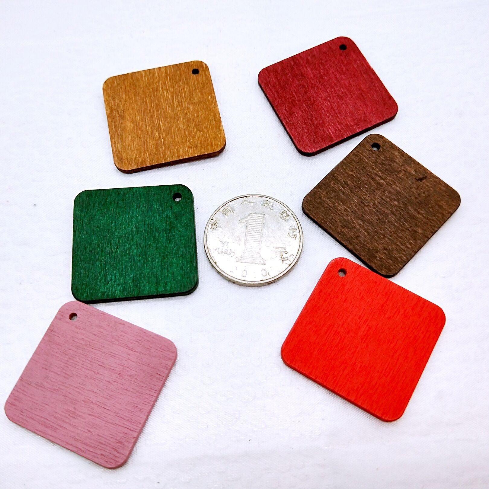 21-30mm square edge hole wood chips diy jewelry beading accessories, wooden necklace beading earrings materials detail image 4