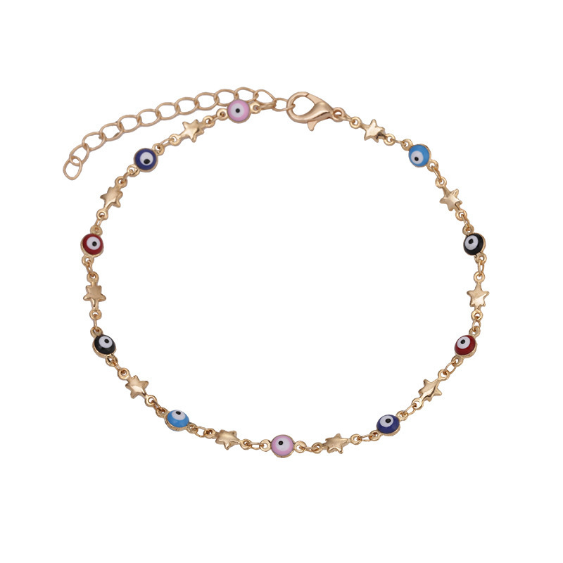 欧美跨境时尚饰品波西米亚眼睛脚链女士简约精致星星足饰品产品图