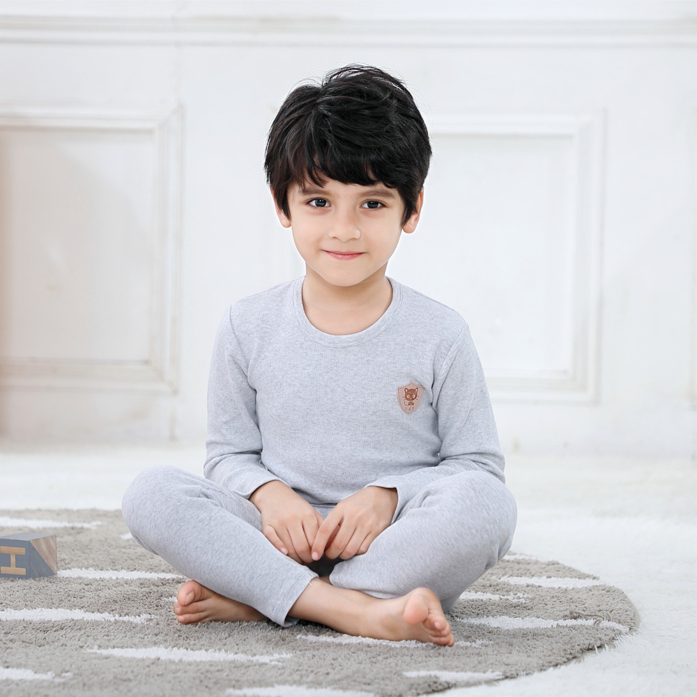 舒绒彩棉儿童保暖内衣套装 8001 男童宝宝圆领秋衣秋裤 棉毛衫详情图1