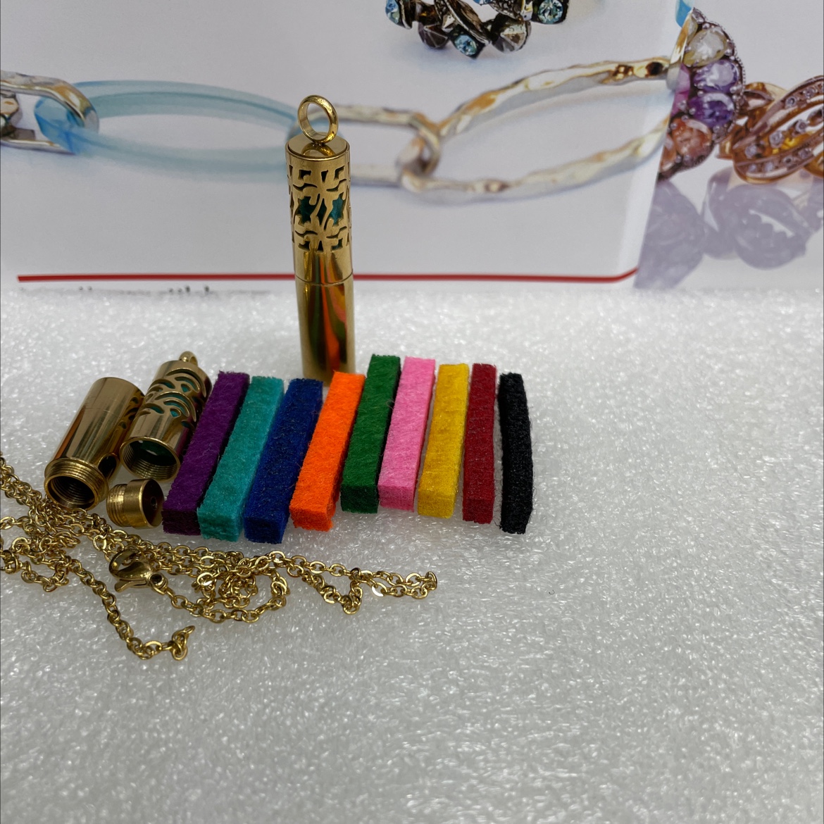 Acero inoxidable 2 secciones botella de perfume colgante oro 20 Item Picture